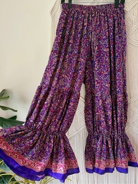 Wild Child Palooza Wide Leg & Bloomer Style Cinch Silk Pants OS 3X & Under